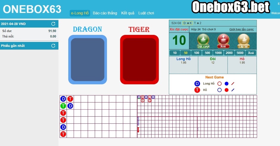 long hổ onebox63, Cách chơi long hổ, Cách chơi rồng hổ, Hướng dẫn cách chơi long hổ
