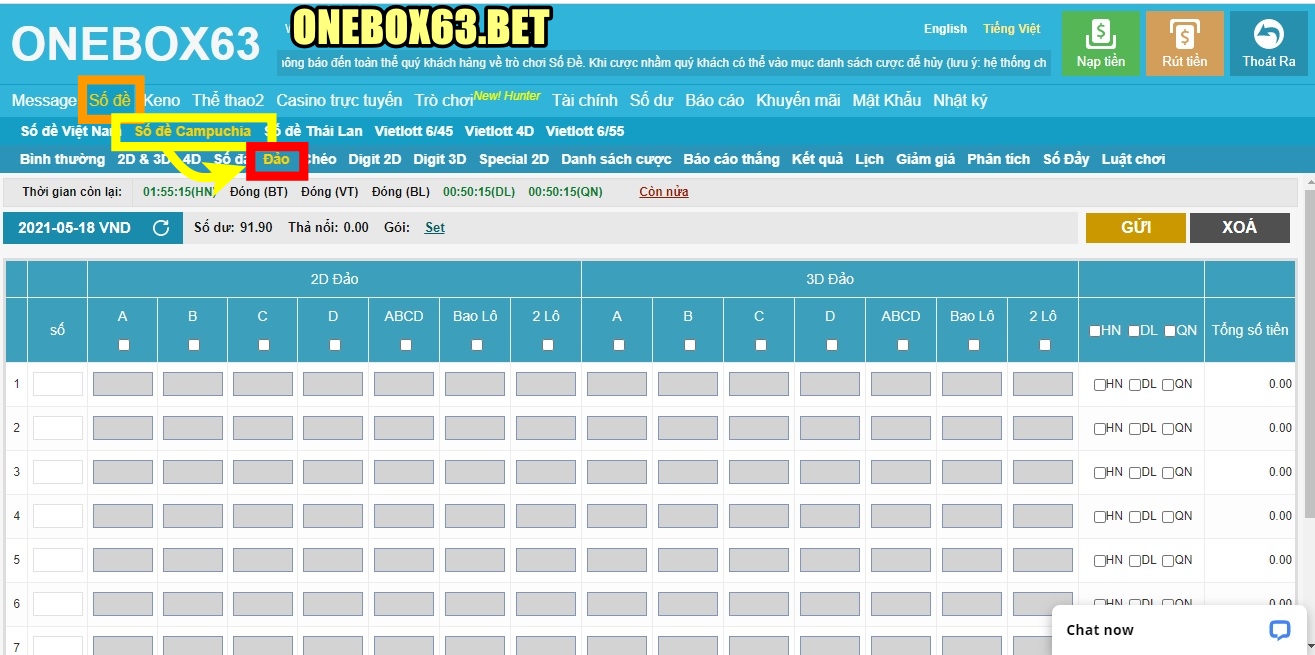 Cách Đánh Số Đảo khi tham chơi chơi Số đề Campuchia Tại nhà cái Onebox63